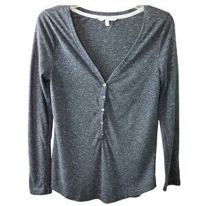 🚨220 Victoria's Secret Long Sleeve V Neck Button Down Gray Tee